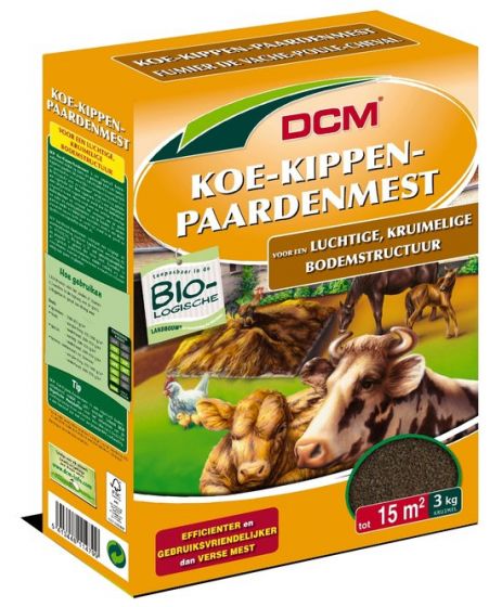 DCM Gedroogde Koe-Kippen-Paardenmest